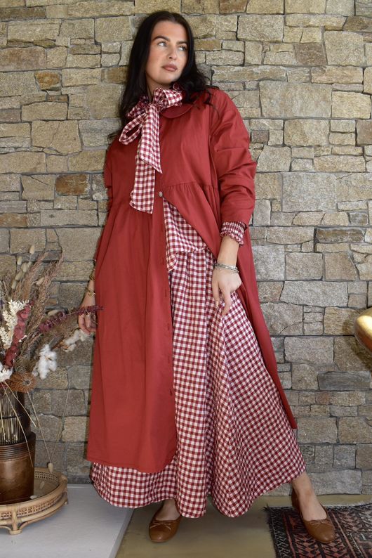 Nonni Gingham Poet Blouse Sangria
